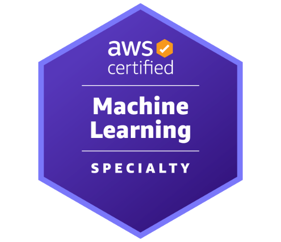 AWS Certified Machine Learning Specialty badge.