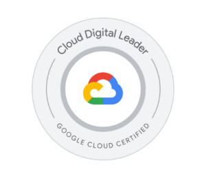 Cloud Digital Leader certification badge from Google Cloud.