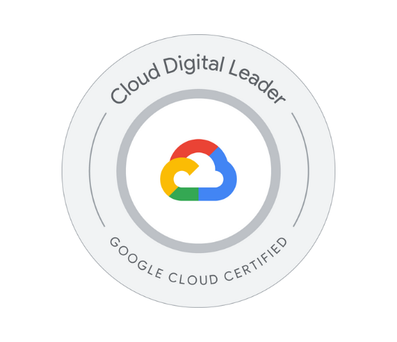Cloud Digital Leader certification badge from Google Cloud.