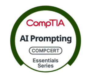 CompTIA AI Prompting certification badge from the Essentials Series.