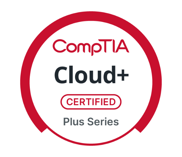 CompTIA Cloud+ Certified badge, Plus Series.