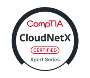 CompTIA CloudNetX Certified Xpert Series badge.