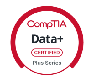 CompTIA Data+ Certified badge.