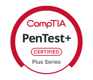CompTIA PenTest+ Certified badge, Plus Series.