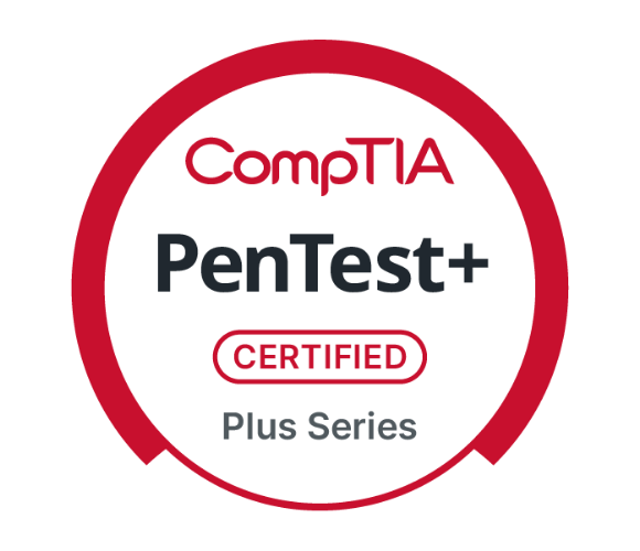 CompTIA PenTest+ Certified badge, Plus Series.