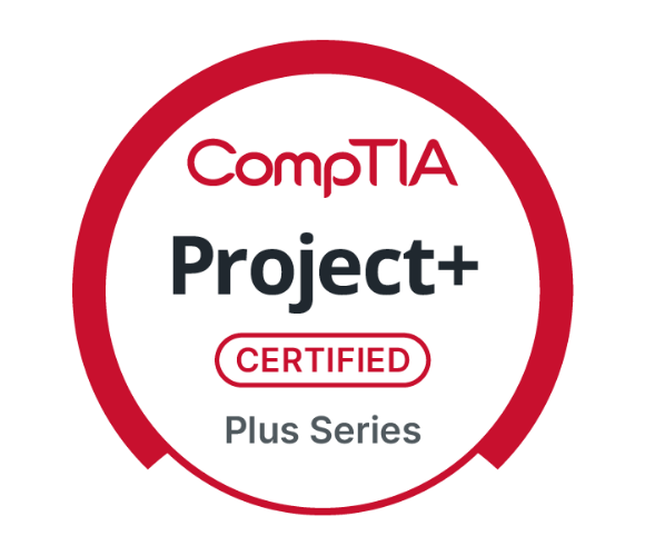 CompTIA Project+ Certified badge.