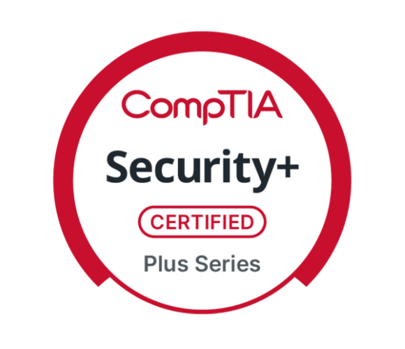 CompTIA Security+ Certified badge.