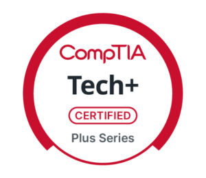 CompTIA Tech+ Certified badge.