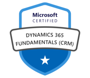Microsoft Certified badge for Dynamics 365 Fundamentals (CRM).