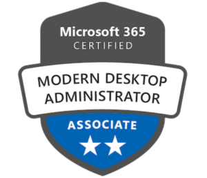 Microsoft 365 Certified Modern Desktop Administrator Associate badge.