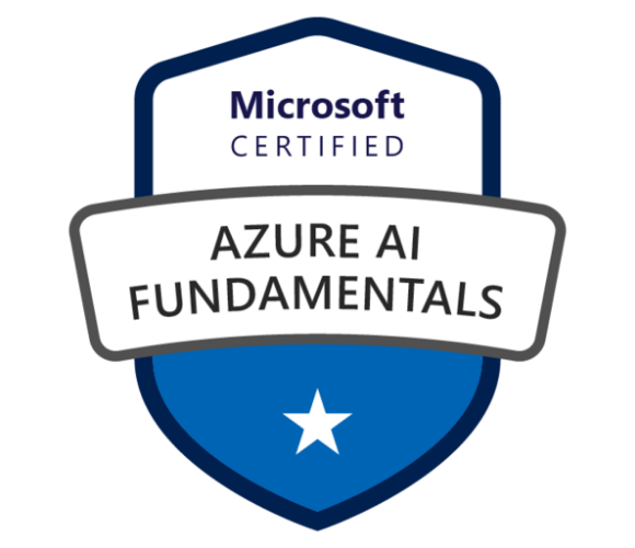 Microsoft Certified Azure AI Fundamentals badge.