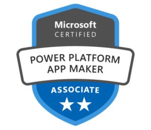 Microsoft Certified Power Platform App Maker Associate badge.
