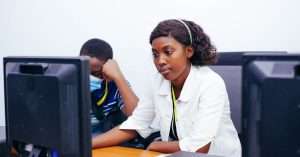 A professional training environment with students engaged in cloud computing coursework