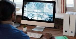 A diverse group of students participating in an online marketing training session
