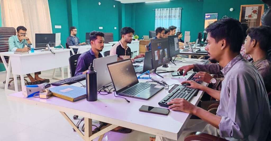 a group of students participating in a cloud computing training session